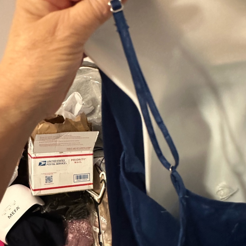 Jumpsuit in Navy Blue with Spaghetti Straps and gathered bottoms - Picture 13 of 16